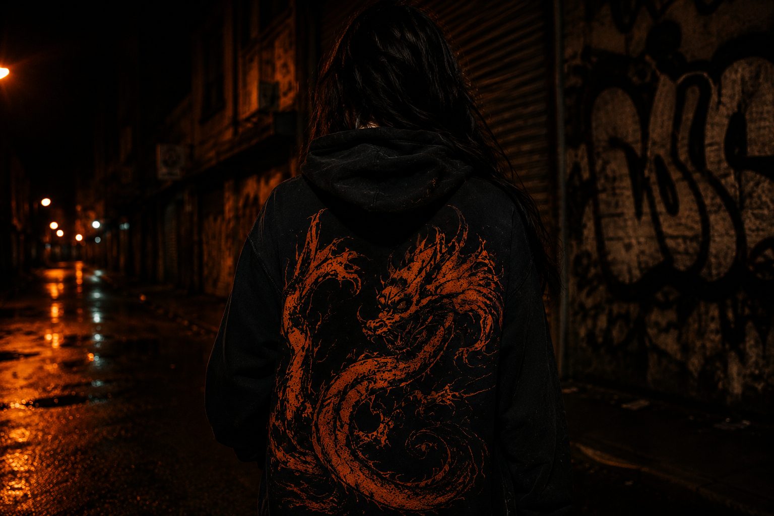 Handbemalter Dragon-Hoodie von Luviq Universe – 1-of-1 Unikat aus Alsfeld